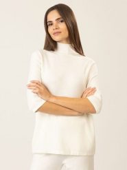 APART Wełniana koszulka w kolorze kremowym rozmiar: L. Brązowe koszulki damskie Apart, l, bez wzorów, z wełny, bez kołnierzyka, bez ramiączek. Za 233.33 zł.