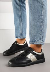Czarno-Złote Skórzane Sneakersy Klasyczne Tenisówki z Metalicznym Zdobieniem Marins. Czarne obuwie sportowe damskie Born2be, z aplikacjami, z jeansu, bez zapięcia. Za 189.99 zł.