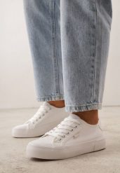Białe Trampki VICES z Napisem Rioselle. Białe trampki damskie Renee, bez wzorów, z dresówki, bez zapięcia. Za 69.99 zł.