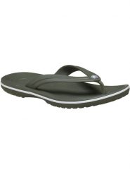 Japonki Dla Dorosłych Crocs Crocband 11033 Flip. Zielone klapki damskie Crocs, bez wzorów, z materiału, bez obcasa, bez zapięcia. Za 169.99 zł.