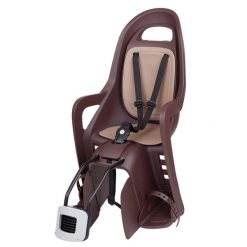Tylny fotelik rowerowy do ramy Groovy. Brązowe foteliki rowerowe POLISPORT. Za 339.95 zł.