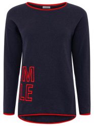 Zwillingsherz Sweter "SMILE" w kolorze granatowym rozmiar: S. Niebieskie swetry klasyczne damskie Zwillingsherz, s, z kaszmiru, bez kołnierzyka. Za 165.99 zł.