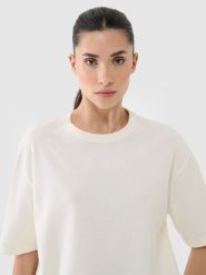 4F T-shirt regular z waflowej dzianiny damski - biały XS. Białe t-shirty damskie 4F, xs, bez wzorów, z bawełny, bez kołnierzyka. W wyprzedaży za 49.99 zł.