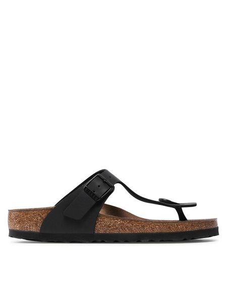 Birkenstock Japonki Gizeh 0043693 Czarny. Czarne klapki damskie Birkenstock, bez wzorów, ze skóry, bez obcasa, bez zapięcia. Za 339.99 zł.