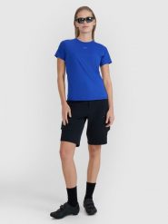 4F Spodenki rowerowe damskie - czarne XS. Czarne spodenki sportowe damskie 4F, l, bez wzorów, z elastanu, rowerowe. W wyprzedaży za 149.99 zł.