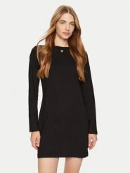 Guess Sukienka codzienna V4BK00 KCHQ1 Czarny Regular Fit. Czarne sukienki damskie Guess, z aplikacjami, z bawełny, bez ramiączek. Za 129.99 zł.