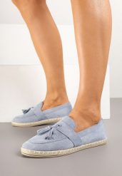 Jasnoniebieskie Espadryle z Ozdobnymi Przeszyciami i Frędzlekami Nevoris. Niebieskie espadryle damskie Born2be, bez wzorów, bez obcasa, na płaskiej podeszwie. Za 49.99 zł.