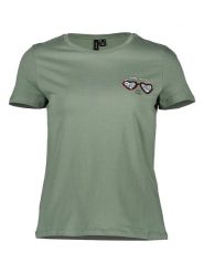 Vero Moda Koszulka "Tessfrancis" w kolorze zielonym rozmiar: XS. Zielone bluzki damskie Vero Moda, xs, bez wzorów, z bawełny, bez kołnierzyka, bez ramiączek. Za 42.56 zł.