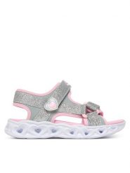 Skechers Sandały S-Lights: Heart Lights Sandal - Sugar Sparks 303114L/SLPK Szary. Szare sandały dziewczęce Skechers, z materiału, bez obcasa, bez zapięcia. Za 199.99 zł.