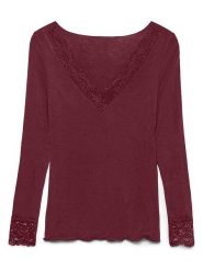 Vero Moda Bluzka w kolorze bordowym rozmiar: S. Czerwone bluzki damskie Vero Moda, s, bez wzorów, z koronki, bez kołnierzyka, bez ramiączek. Za 91.95 zł.