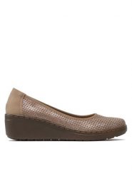 Go Soft Półbuty WS3392-1 Beżowy. Brązowe czółenka damskie GO SOFT, bez wzorów, ze skóry, bez obcasa, na koturnie. Za 64.99 zł.