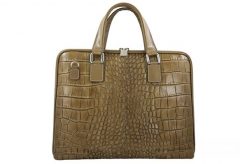 Torba na laptopa skórzana BARBERINI'S 118/1-9 c. beżowa. Brązowe torby na laptopa Barberinis, bez wzorów, ze skóry, z tłoczeniem. Za 359.99 zł.