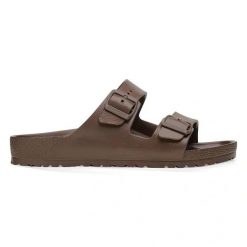 Birkenstock Arizona EVA Roast Klapki damskie. Brązowe klapki damskie Birkenstock, bez wzorów, bez obcasa, bez zapięcia. Za 219.99 zł.