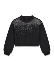 Guess Bluza J6BQ02 K6084 Czarny Relaxed Fit. Czarne bluzy dziewczęce Guess, z aplikacjami, z bawełny, bez ramiączek, bez kaptura. Za 214.99 zł.