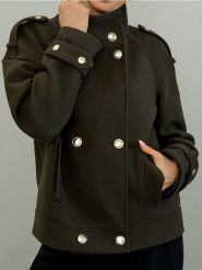 Kurtka z ozdobnymi guzikami - brązowy. Brązowe kurtki damskie Sinsay, l, bez wzorów, bez kaptura. Za 99.99 zł.