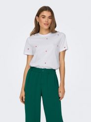 ONLY Koszulka w kolorze białym rozmiar: XL. Białe bluzki damskie Only, xl, bez wzorów, z bawełny, bez kołnierzyka, bez ramiączek. Za 65.69 zł.
