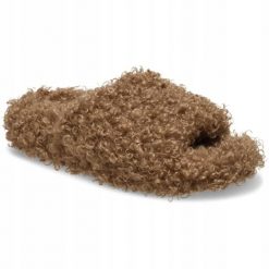 Klapki Dla Dorosłych Crocs Classic Duudle Fur Slide. Brązowe klapki damskie Crocs, bez wzorów, z materiału, bez obcasa, bez zapięcia. Za 230.99 zł.