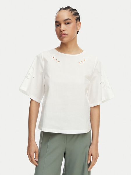 Weekend Max Mara Bluzka Targa 2615941102 Biały Regular Fit. Białe bluzki damskie Weekend Max Mara, l, bez wzorów, z bawełny, bez kołnierzyka, bez ramiączek. Za 679.99 zł.