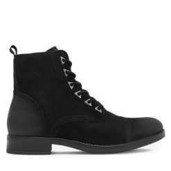 Trzewiki Lasocki. Czarne botki damskie Lasocki, bez obcasa, na płaskiej podeszwie, bez zapięcia. Za 259.99 zł.