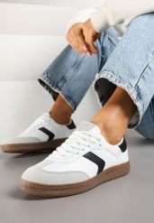 Białe Sneakersy z Perforacją w Stylu Tenisówek Olirielis. Białe obuwie sportowe casual damskie Renee, z jeansu, bez zapięcia. Za 99.99 zł.