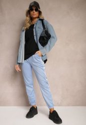 Jasnoniebieskie Dresowe Spodnie Joggery z Dodatkiem Bawełny Lampasami Lerisha. Niebieskie spodnie dresowe damskie Renee, l, bez wzorów, z bawełny. Za 34.99 zł.
