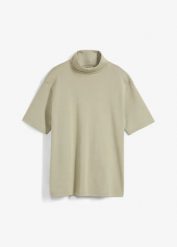 Shirt z golfem, z czystej bawełny organicznej. Czarne golfy damskie bonprix, bez wzorów, z bawełny, bez ramiączek. Za 24.99 zł.