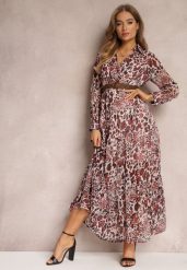 Różowa Sukienka Hellanassa. Czerwone sukienki damskie Renee, z aplikacjami, eleganckie, bez ramiączek. W wyprzedaży za 119.99 zł.