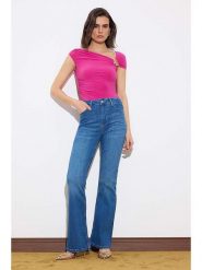 Trendyol Dżinsy - Flare fit - w kolorze niebieskim rozmiar: 32. Niebieskie jeansy damskie Trendyol, z podwyższonym stanem. Za 104.99 zł.