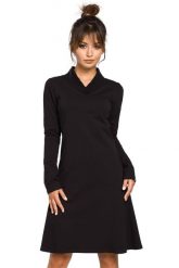 Sukienka trapezowa z dekoltem V bawełniana czarna dzianina. Czarne sukienki damskie Bewear, bez wzorów, z bawełny, biznesowe, bez ramiączek. Za 209.00 zł.