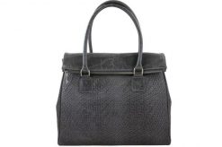 Skórzany tote bag BARBERINI'S c. szary 950-28. Szare torebki klasyczne damskie Barberinis, ze skóry, na ramię, małe, z tłoczeniem, bez dodatków. Za 339.99 zł.