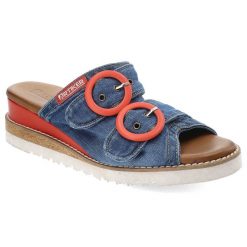 Niebiesko-Czerwone Klapki Artiker Stylowe Jeansowe Klapki Damskie Na Koturnie. Czerwone klapki damskie Artiker, bez wzorów, z gumy, bez obcasa, na koturnie, bez zapięcia. Za 239.00 zł.
