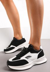 Czarne Sznurowane Sneakersy przed Kostkę na Grubej Podeszwie z Wycięciami Karia. Czarne obuwie sportowe damskie Renee, przed kostkę, bez zapięcia. Za 69.99 zł.