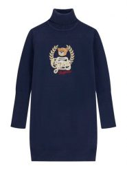 Guess Sukienka dzianinowa J6BK14 Z1299 Granatowy Regular Fit. Niebieskie sukienki dziewczęce Guess, z aplikacjami, z dzianiny, bez ramiączek, proste. Za 284.99 zł.
