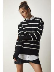 Happiness Istanbul Sweter w kolorze czarnym rozmiar: onesize. Czarne swetry klasyczne damskie Happiness Istanbul, bez kołnierzyka. Za 73.99 zł.