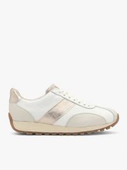 Kremowe buty sportowe ze złotym paskiem. Brązowe obuwie sportowe casual damskie Ryłko, ze skóry. Za 499.99 zł.