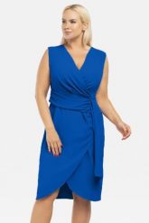 Sukienka elegancka kopertowa modna z marszczeniami FLORENCE chaber. Sukienki damskie KARKO, bez wzorów, z elastanu, eleganckie, bez ramiączek. Za 289.50 zł.
