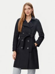 Morgan Trencz 251-GSELAM Czarny Regular Fit. Czarne płaszcze damskie Morgan, bez wzorów, z bawełny, bez kaptura. Za 379.99 zł.