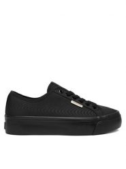Calvin Klein Sneakersy Vulc Flatform Lace Up Moire YW0YW02012 Czarny. Czarne obuwie sportowe damskie Calvin Klein, z materiału, bez zapięcia. Za 369.99 zł.