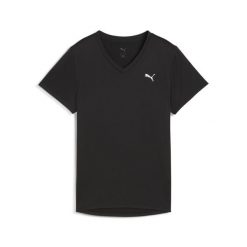 Damska koszulka TAD ESSENTIALS z dekoltem w serek PUMA. Czarne koszulki damskie Puma, bez wzorów, bez kołnierzyka, bez ramiączek. Za 99.00 zł.