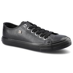 Czarne Trampki Big Star Damskie Modne Obuwie. Czarne trampki damskie Big Star, bez wzorów, z gumy, bez zapięcia. Za 109.00 zł.