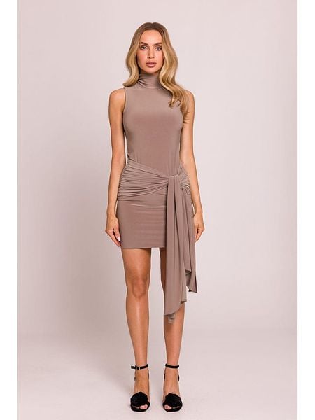 Made of emotion Sukienka w kolorze szarobrązowym rozmiar: S. Brązowe sukienki damskie Made Of Emotion, bez wzorów, bez ramiączek. Za 140.53 zł.