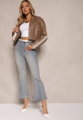 Niebieskie Jeansy z Bawełną High Waist o Kroju Dzwonów Tommea. Niebieskie jeansy damskie Renee, z podwyższonym stanem. Za 69.99 zł.