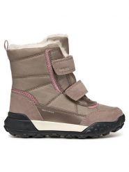 Geox Śniegowce Trekkyup Abx J46M7E 0FU22 C5005 S Beżowy. Brązowe kozaki dziewczęce Geox, bez wzorów, z materiału, bez obcasa, bez zapięcia. Za 429.99 zł.
