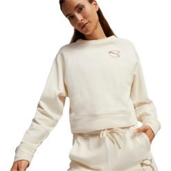 Bluza sportowa damska Puma Better Sportswear Crew. Brązowe bluzy damskie Puma, l, bez wzorów, bez kaptura. Za 390.00 zł.