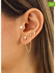 Miu Silver Pozłacane kolczyki (3 szt.) z cyrkoniami rozmiar: onesize. Szare kolczyki damskie Miu Silver, z cyrkonią, pozłacane. Za 82.99 zł.