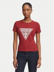 Guess T-Shirt W6BI61 K7948 Bordowy Regular Fit. Czerwone t-shirty damskie Guess, xs, z aplikacjami, z bawełny, bez kołnierzyka. Za 194.99 zł.