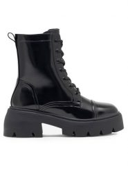 Jenny Fairy Trzewiki BEBETE AL22AW-8273 Czarny. Czarne botki damskie Jenny Fairy, z syntetyku, bez obcasa, na słupku, bez zapięcia. Za 129.99 zł.