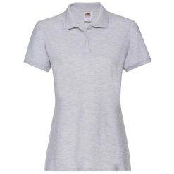 Damska Koszulka Polo Premium Heather. Szare koszulki sportowe damskie Fruit of the Loom, xs, bez wzorów, bez ramiączek. Za 65.99 zł.