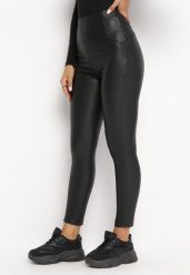 Czarne Legginsy z Imitacji Skóry Capriana. Czarne legginsy damskie Born2be, l, bez wzorów, z jeansu. Za 64.99 zł.