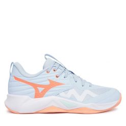 Buty halowe Mizuno. Niebieskie obuwie sportowe casual damskie Mizuno, bez zapięcia. Za 419.99 zł.